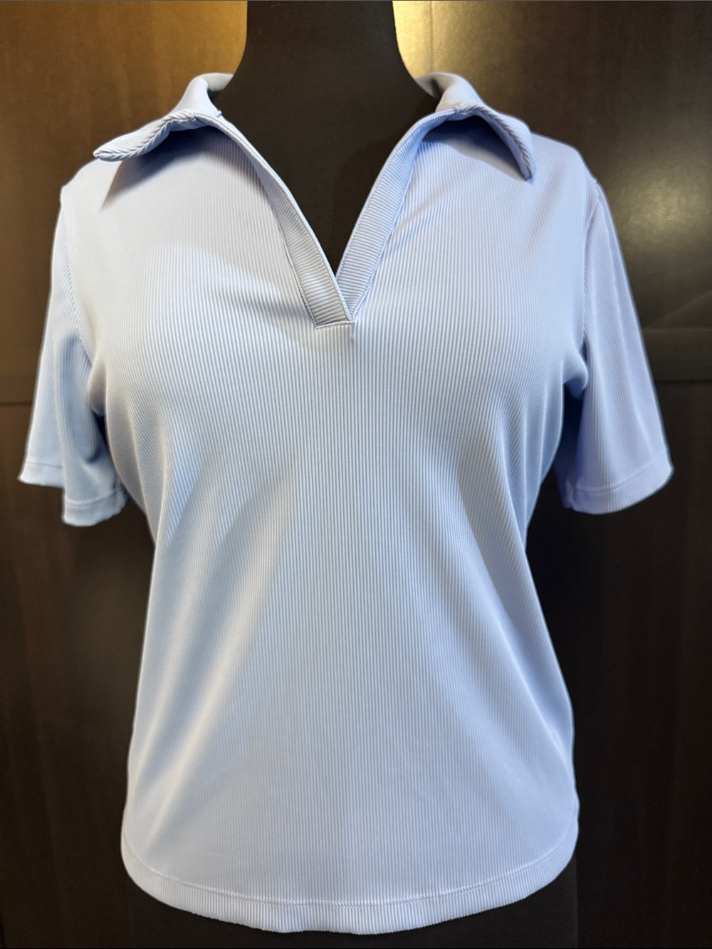 Travis Mathew Light Blue Ribbed V-Neck Polo Tee